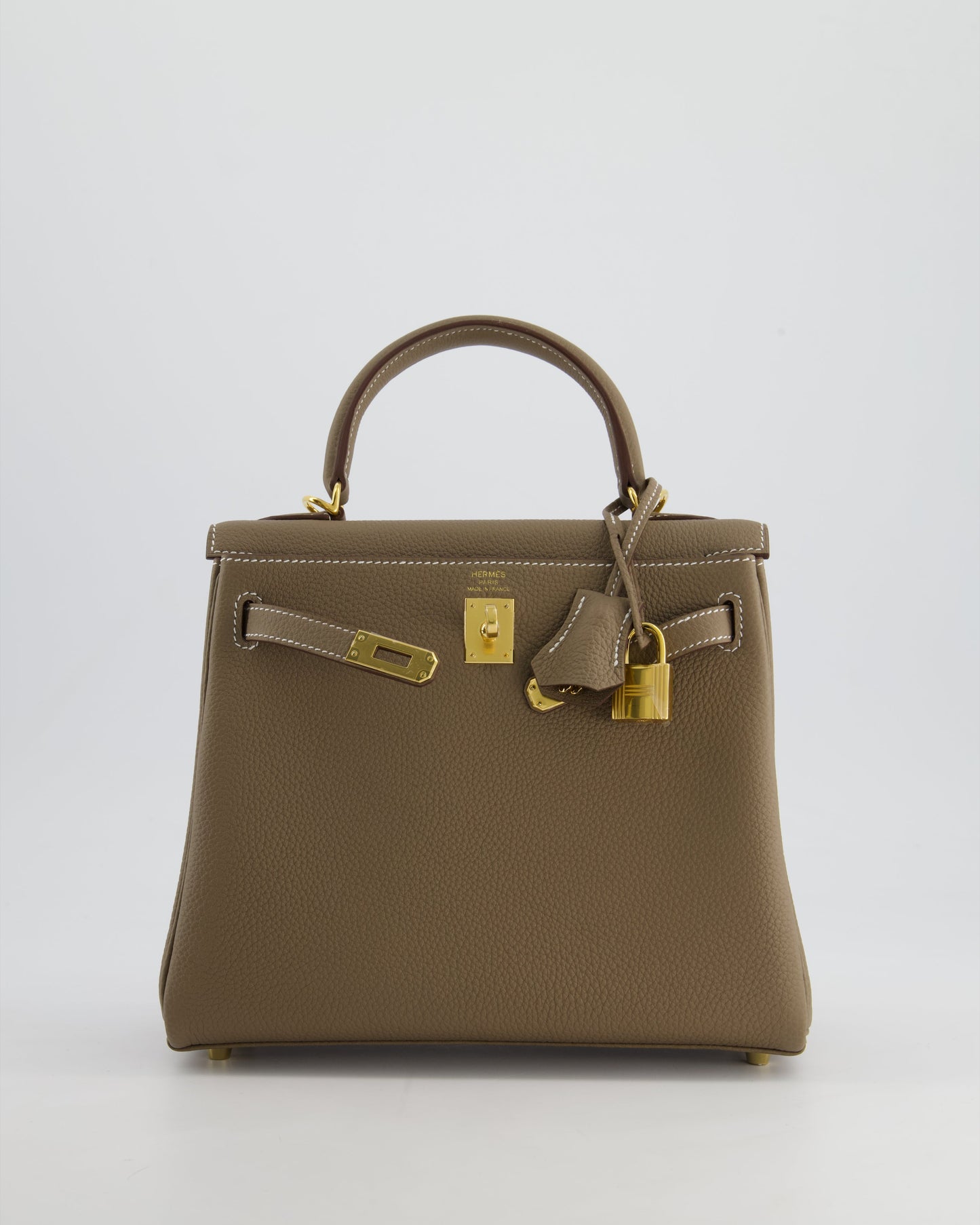 *HOLY GRAIL* Hermès Kelly 25cm Retourne Bag in Etoupe Togo Leather and Gold Hardware