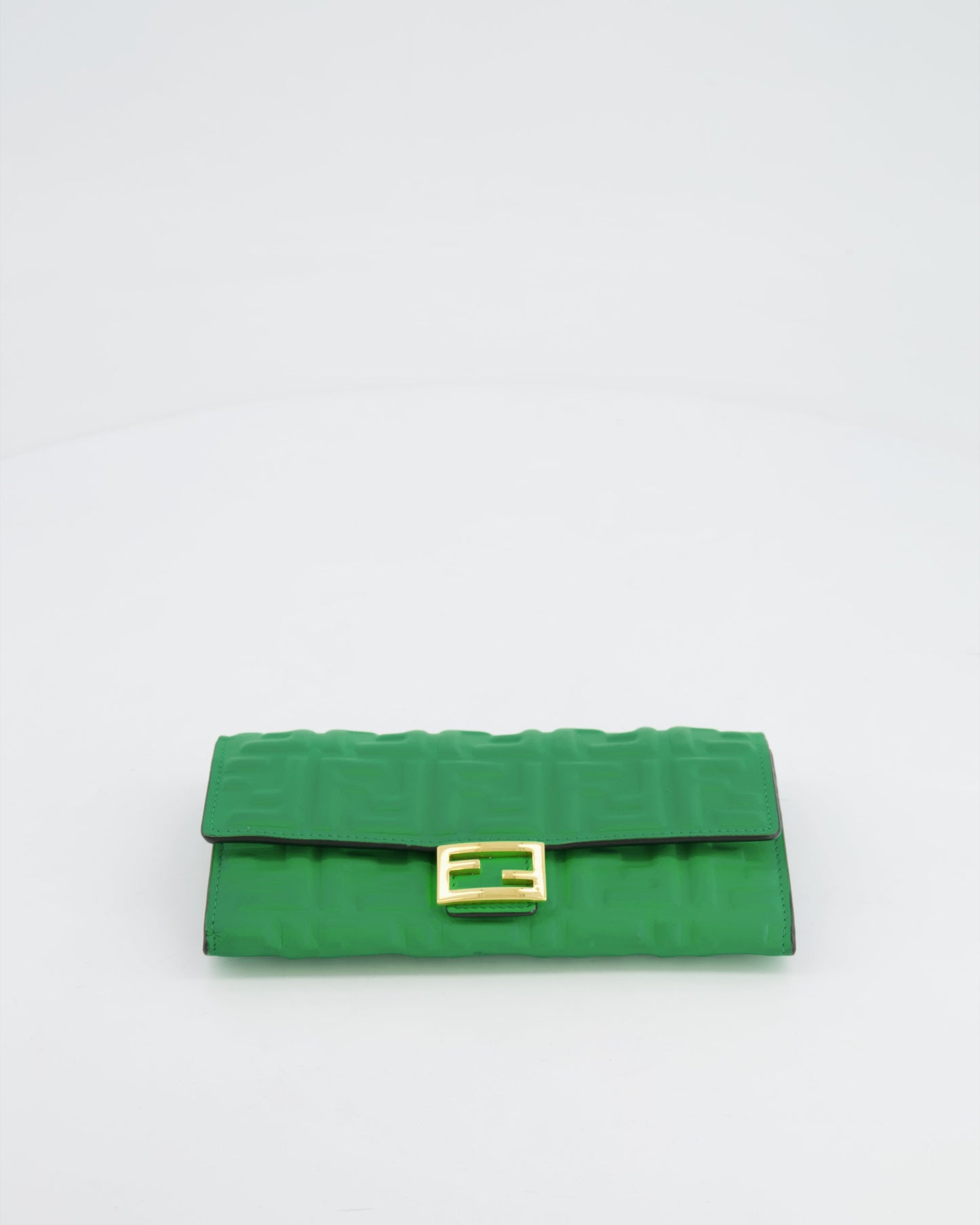 *FIRE PRICE* Fendi Green FF Baguette on Chain Leather Bag with Gold Hardware
