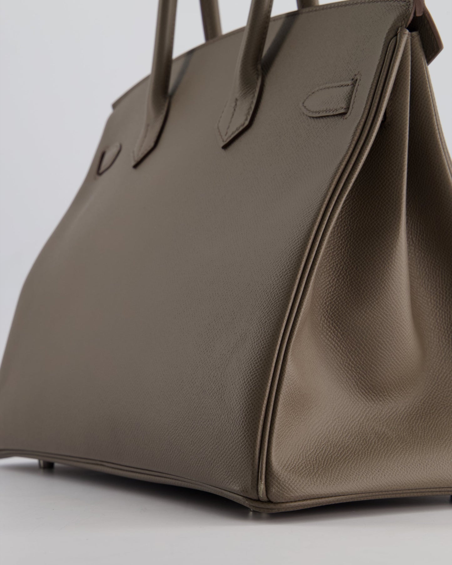 *HOT* Hermès Birkin 35cm Retourne Bag in Etain Epsom Leather with Palladium Hardware