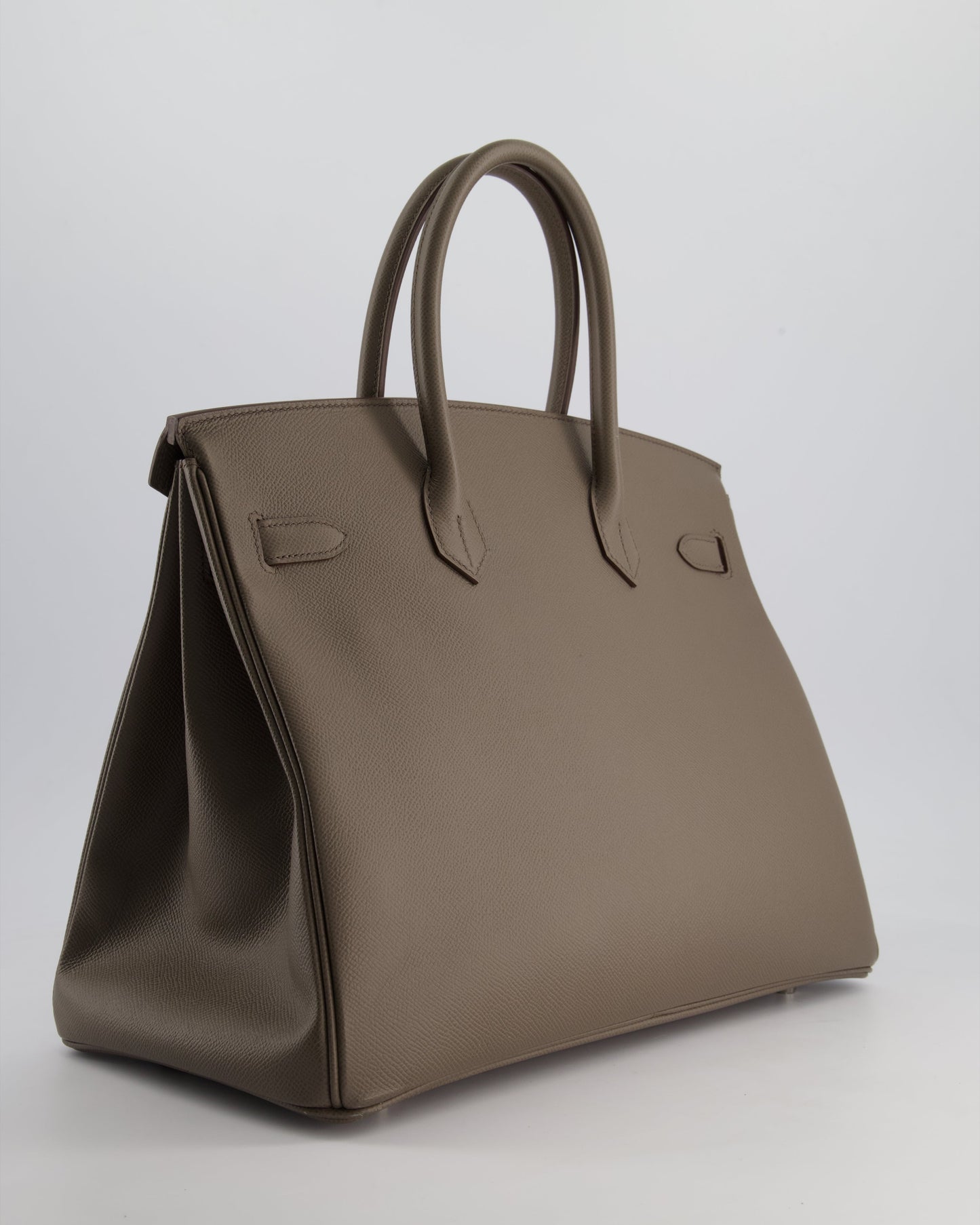 *HOT* Hermès Birkin 35cm Retourne Bag in Etain Epsom Leather with Palladium Hardware