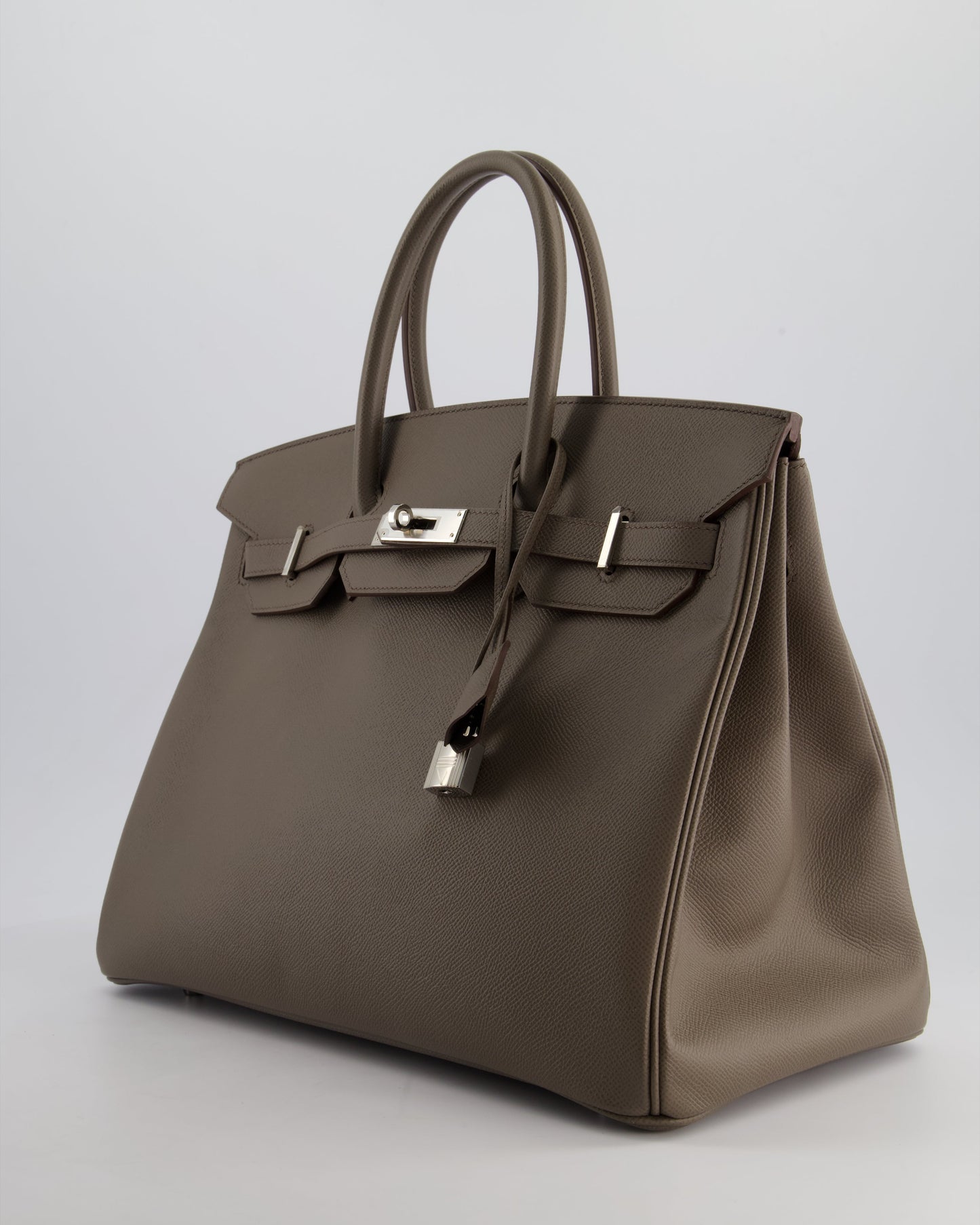 *HOT* Hermès Birkin 35cm Retourne Bag in Etain Epsom Leather with Palladium Hardware