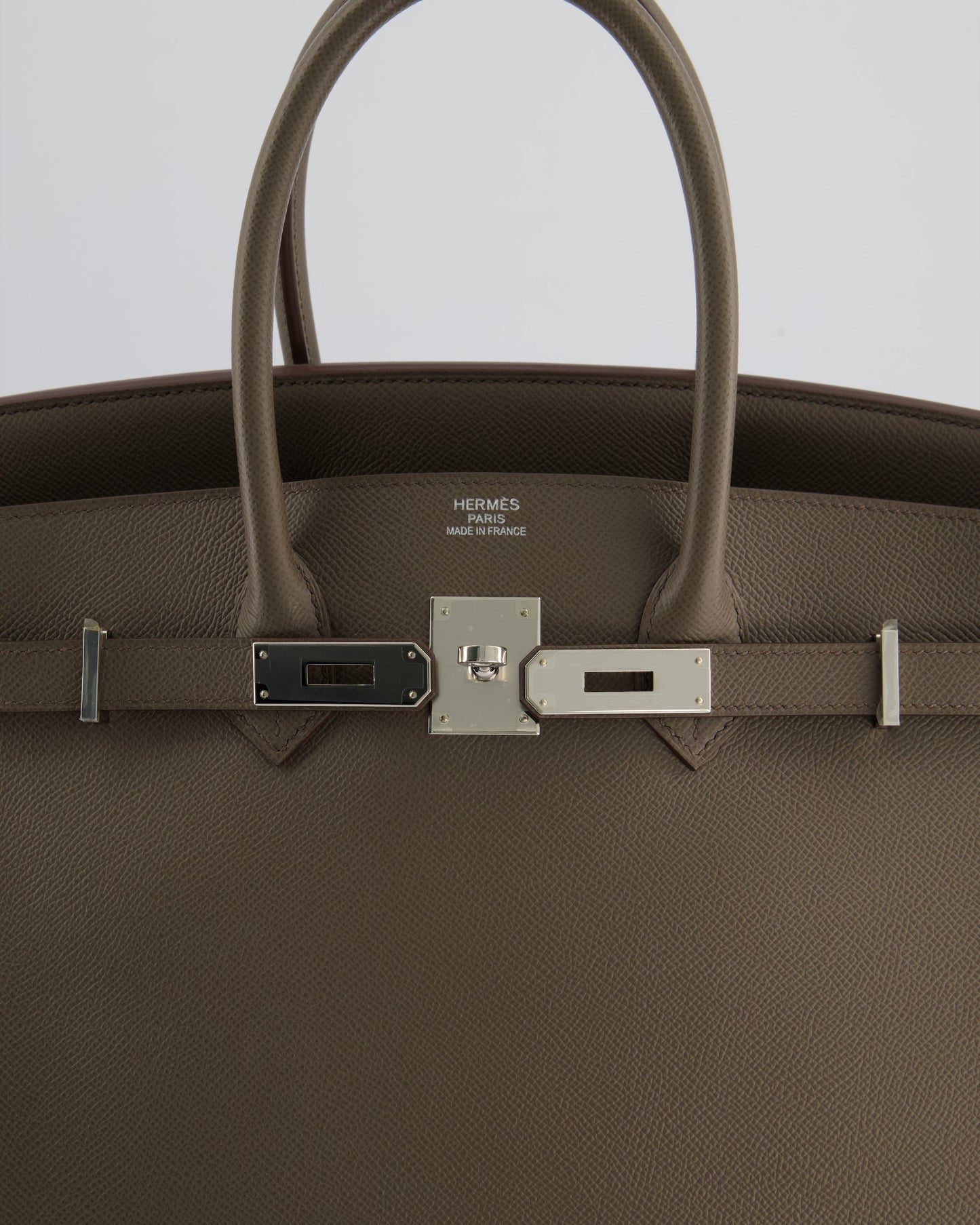 *HOT* Hermès Birkin 35cm Retourne Bag in Etain Epsom Leather with Palladium Hardware