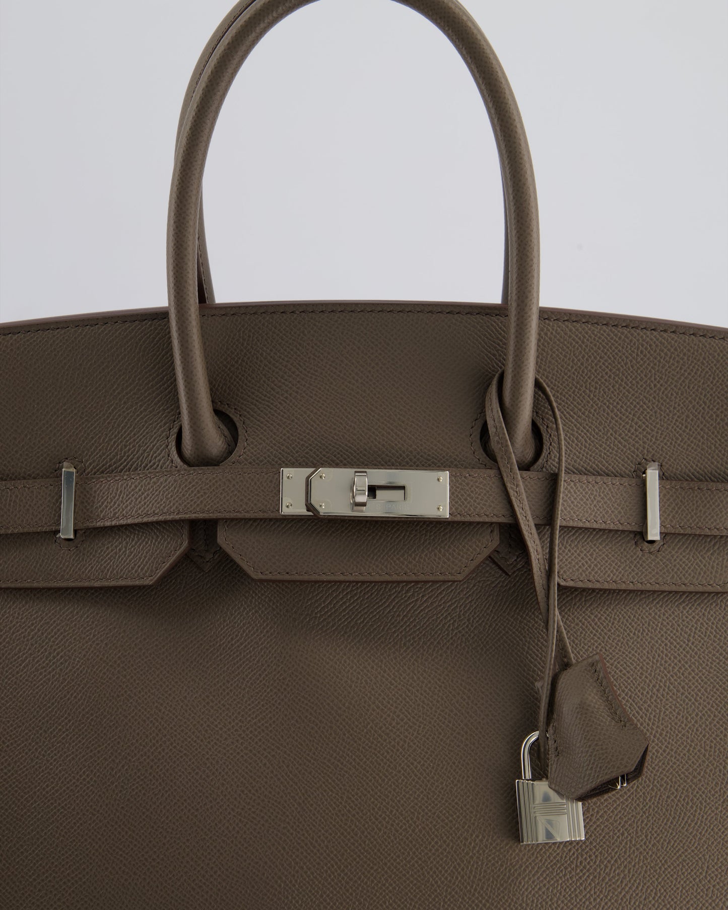 *HOT* Hermès Birkin 35cm Retourne Bag in Etain Epsom Leather with Palladium Hardware