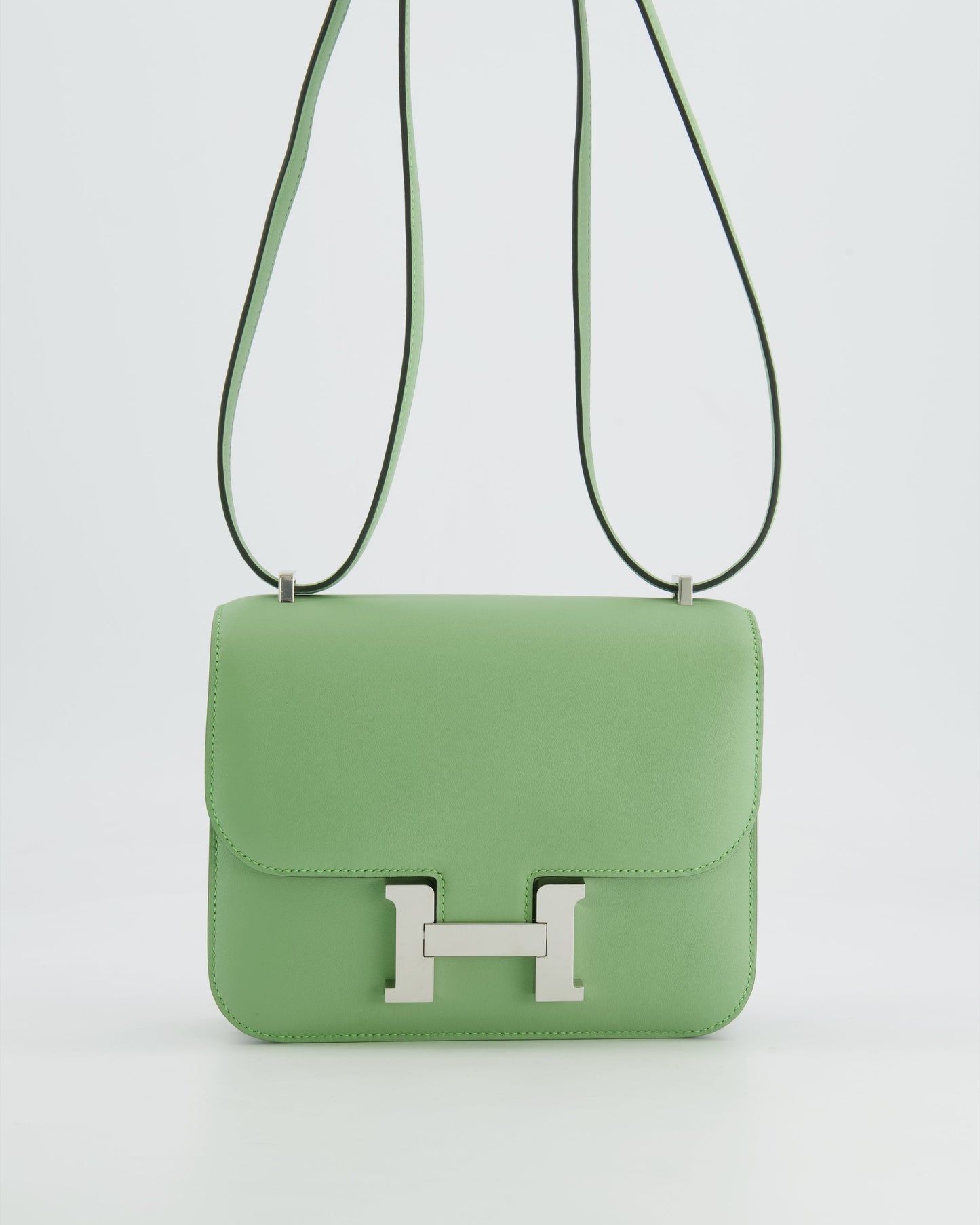 *FIRE PRICE* Hermès Constance III Mini Miroir 18cm Bag in Vert Criquet Swift Leather with Palladium Hardware