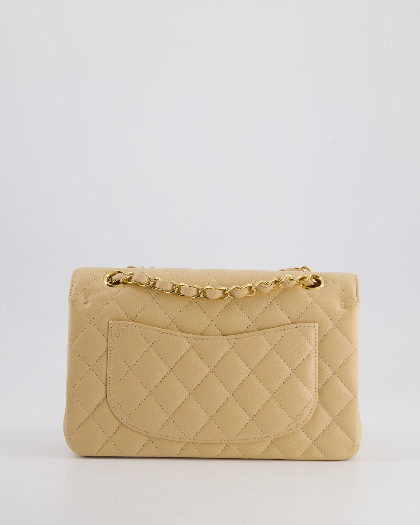 *RARE* Chanel Beige Small Classic Double Flap Bag in Caviar Leather with Gold Hardware