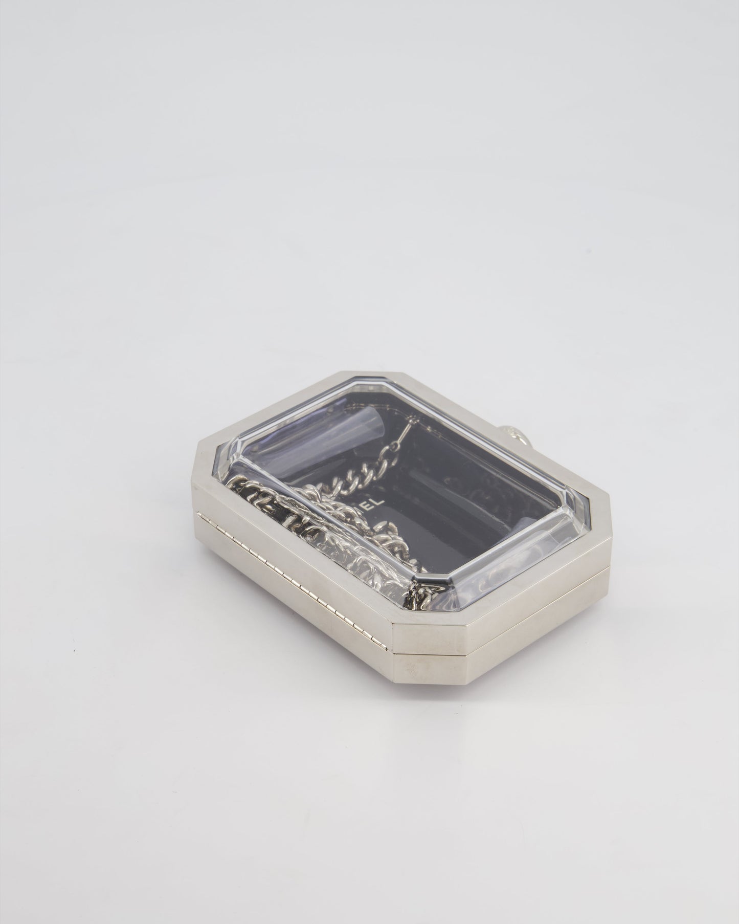 *Limited Edition* Chanel Silver, Black Minaudiere Plexiglass Clutch Bag