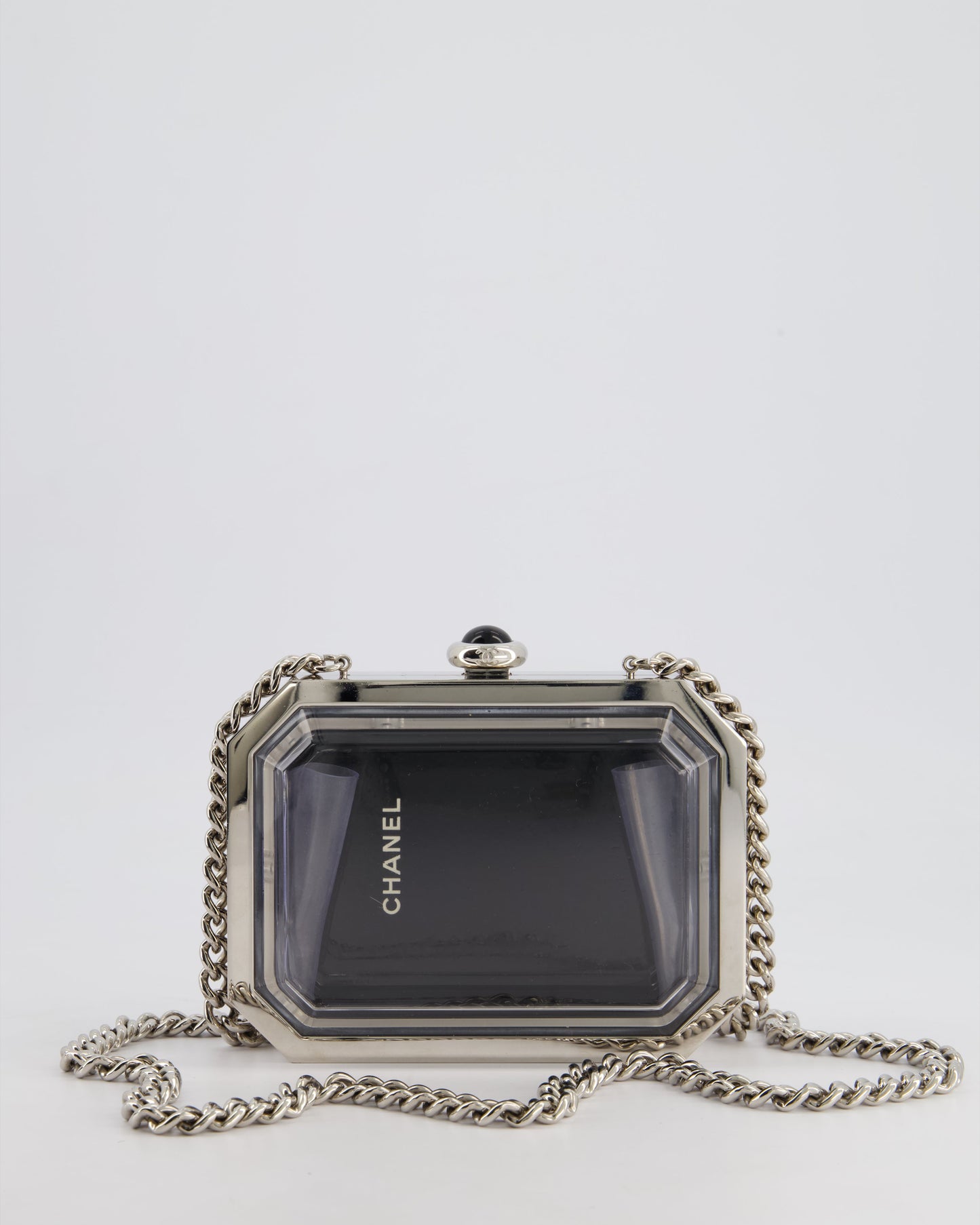 *Limited Edition* Chanel Silver, Black Minaudiere Plexiglass Clutch Bag