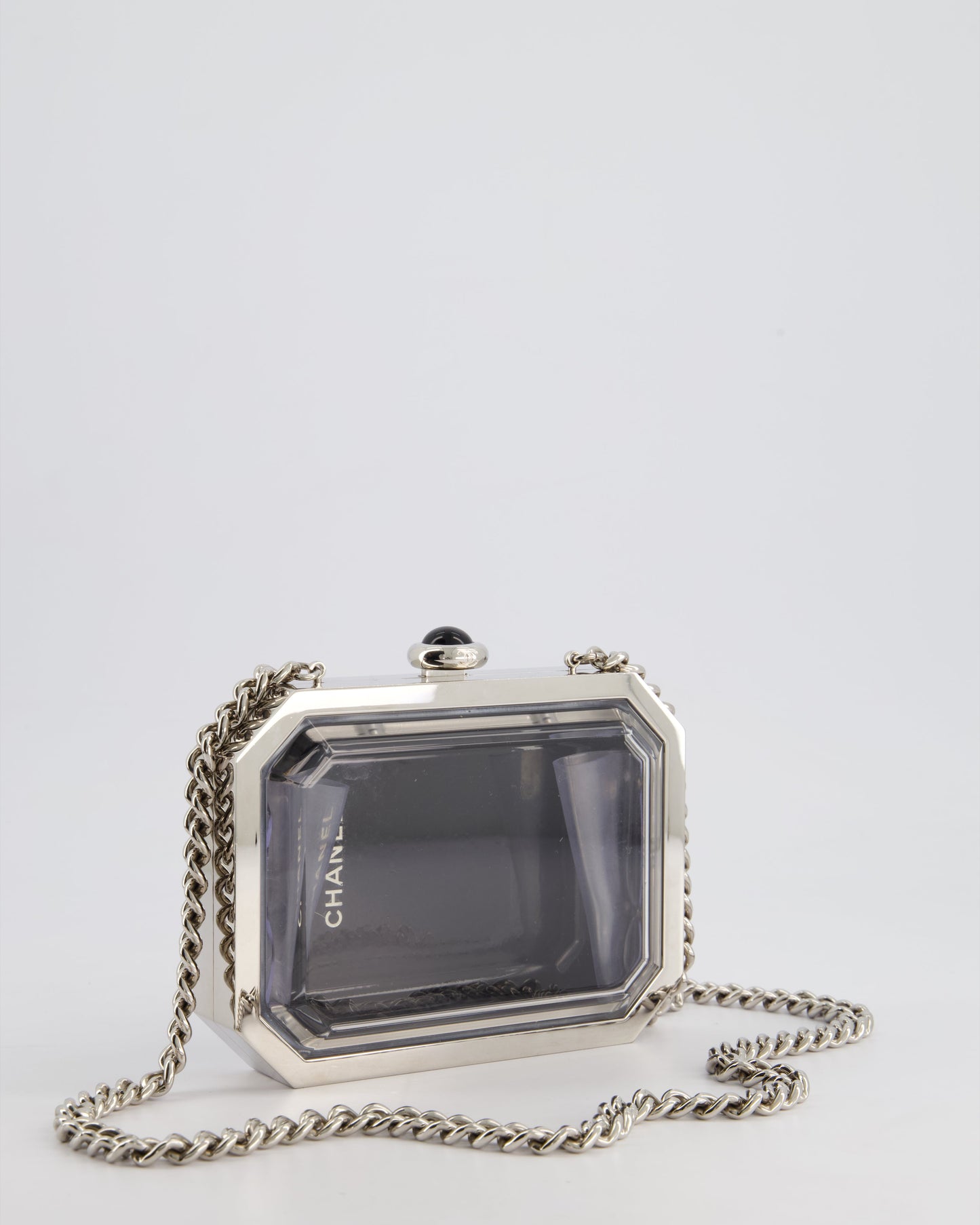*Limited Edition* Chanel Silver, Black Minaudiere Plexiglass Clutch Bag