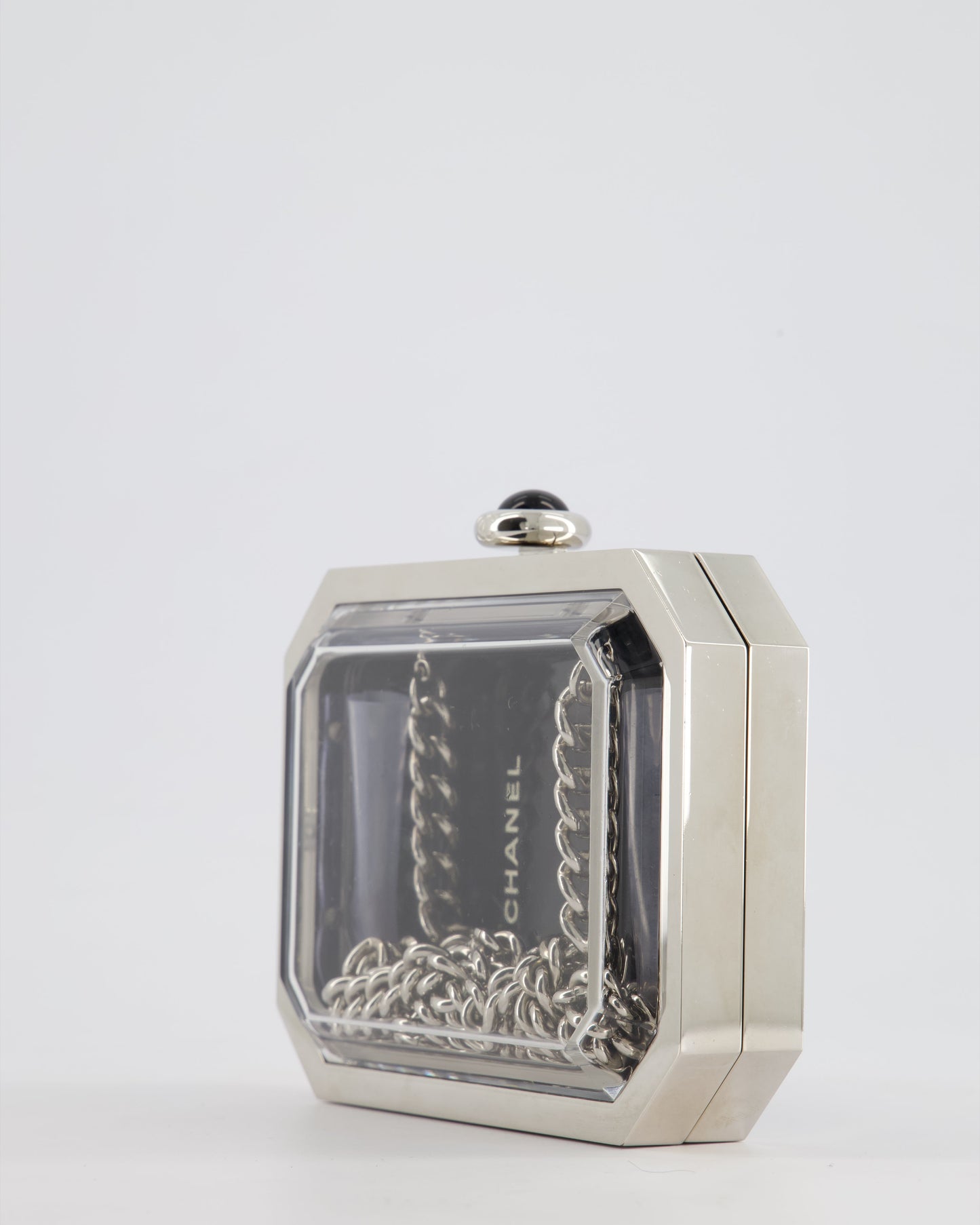 *Limited Edition* Chanel Silver, Black Minaudiere Plexiglass Clutch Bag