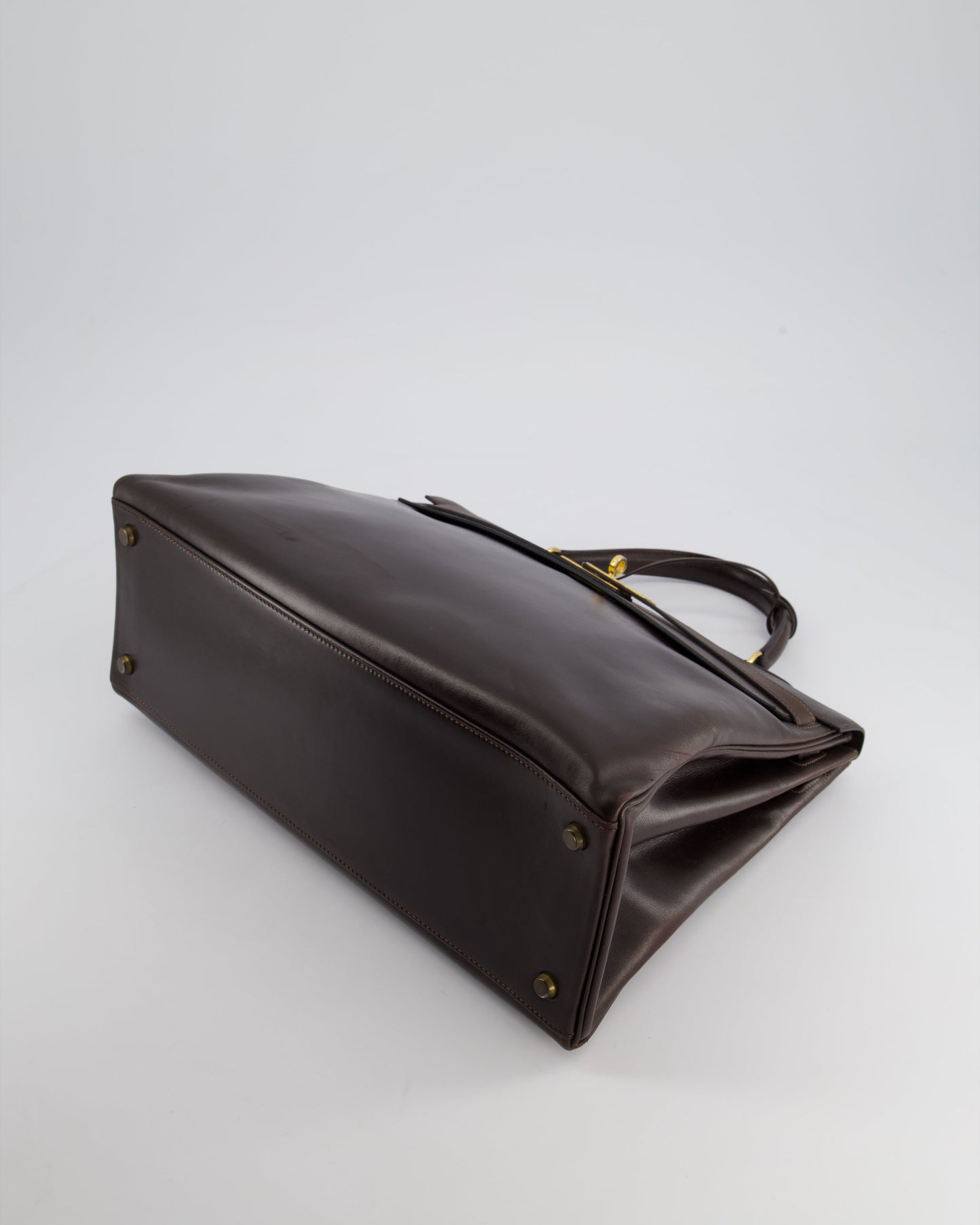 *FIRE PRICE* Hermès Kelly Retourne 35cm in Chocolate Box Leather with Gold Hardware