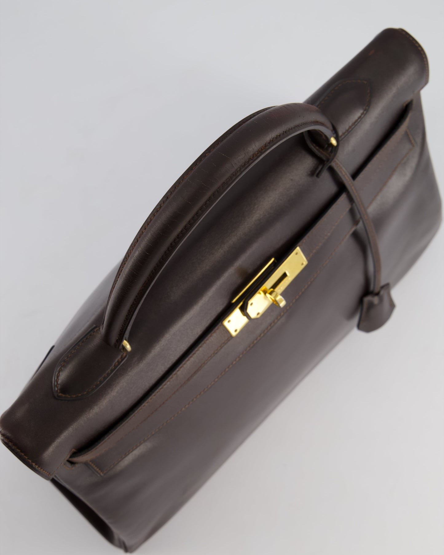 *FIRE PRICE* Hermès Kelly Retourne 35cm in Chocolate Box Leather with Gold Hardware