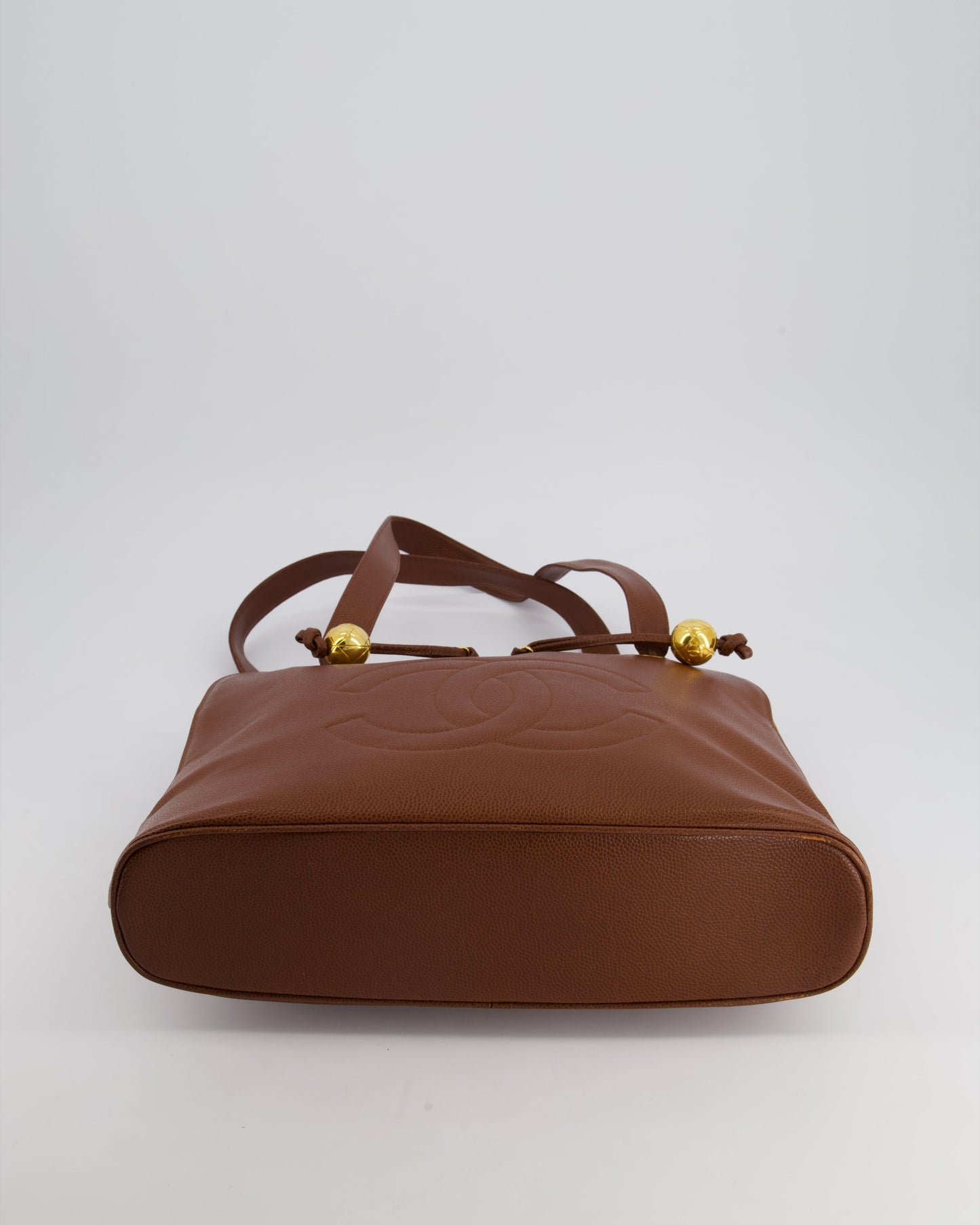 *FIRE PRICE* Chanel Brown Vintage Tote Shoulder Bag in Caviar Leather with Gold Hardware
