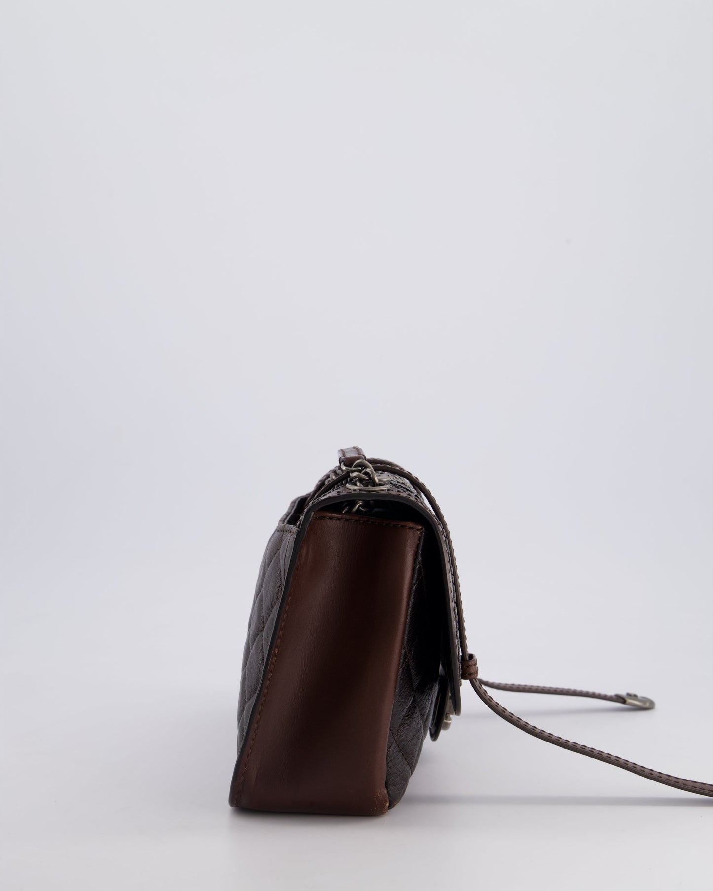 *HOT* Chanel Brown Paris/Dallas Studded Buckle Single Flap Bag in Calfskin Leather with Ruthenium Hardware