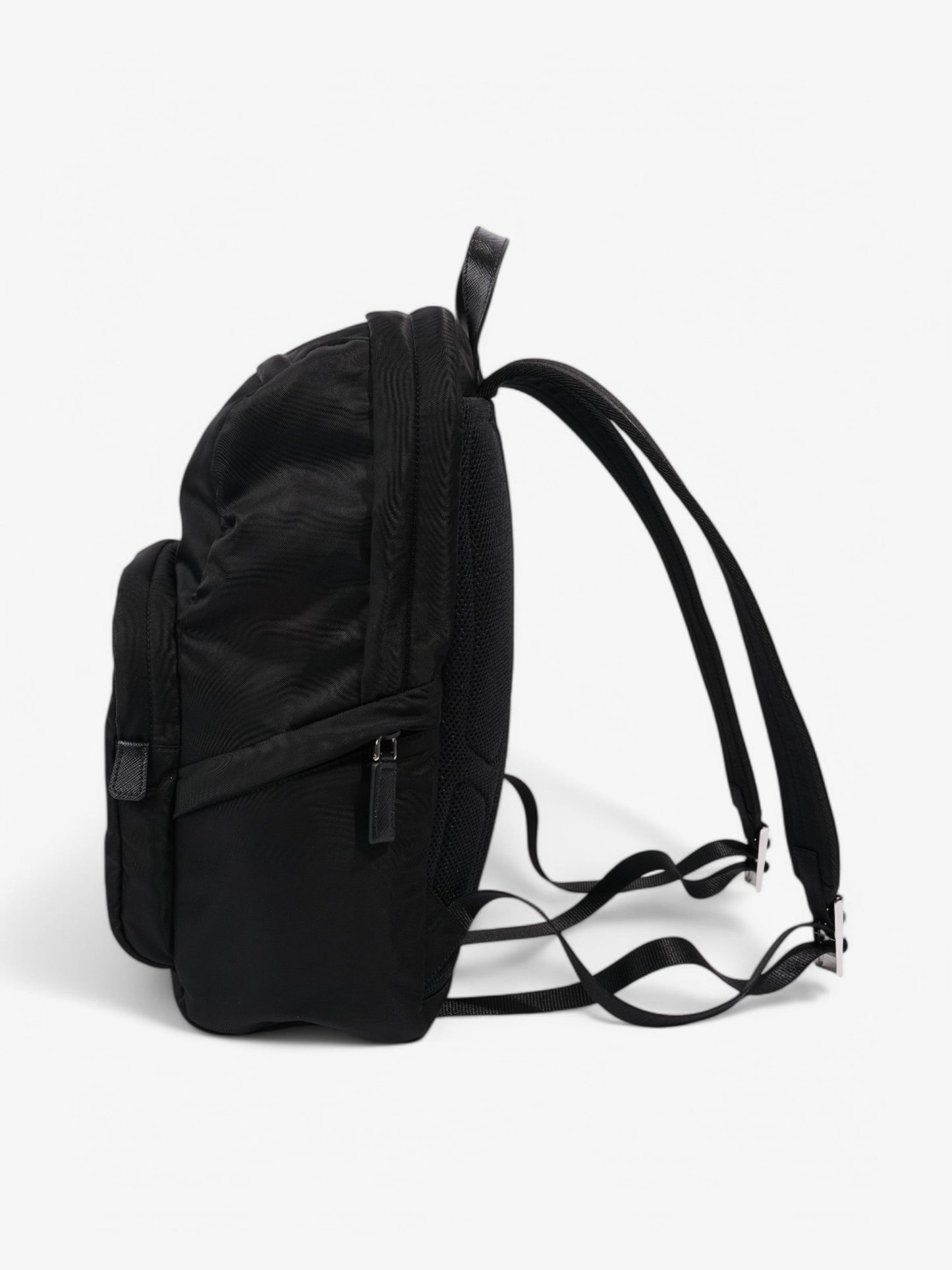 Prada Triangle Logo Backpack Black Re Nylon