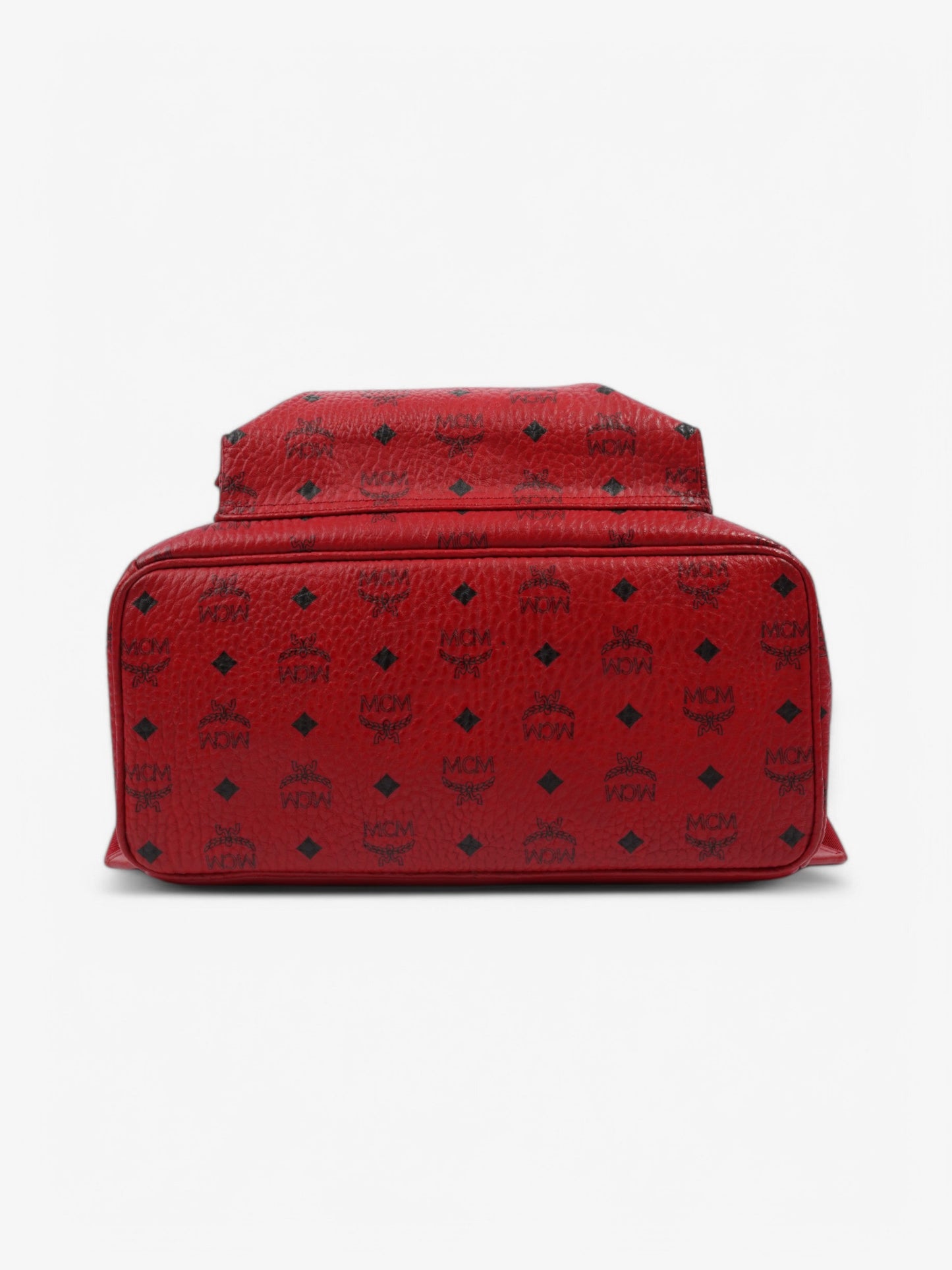 MCM Stark Visetos Monogram Stud Backpack Red / Black Leather