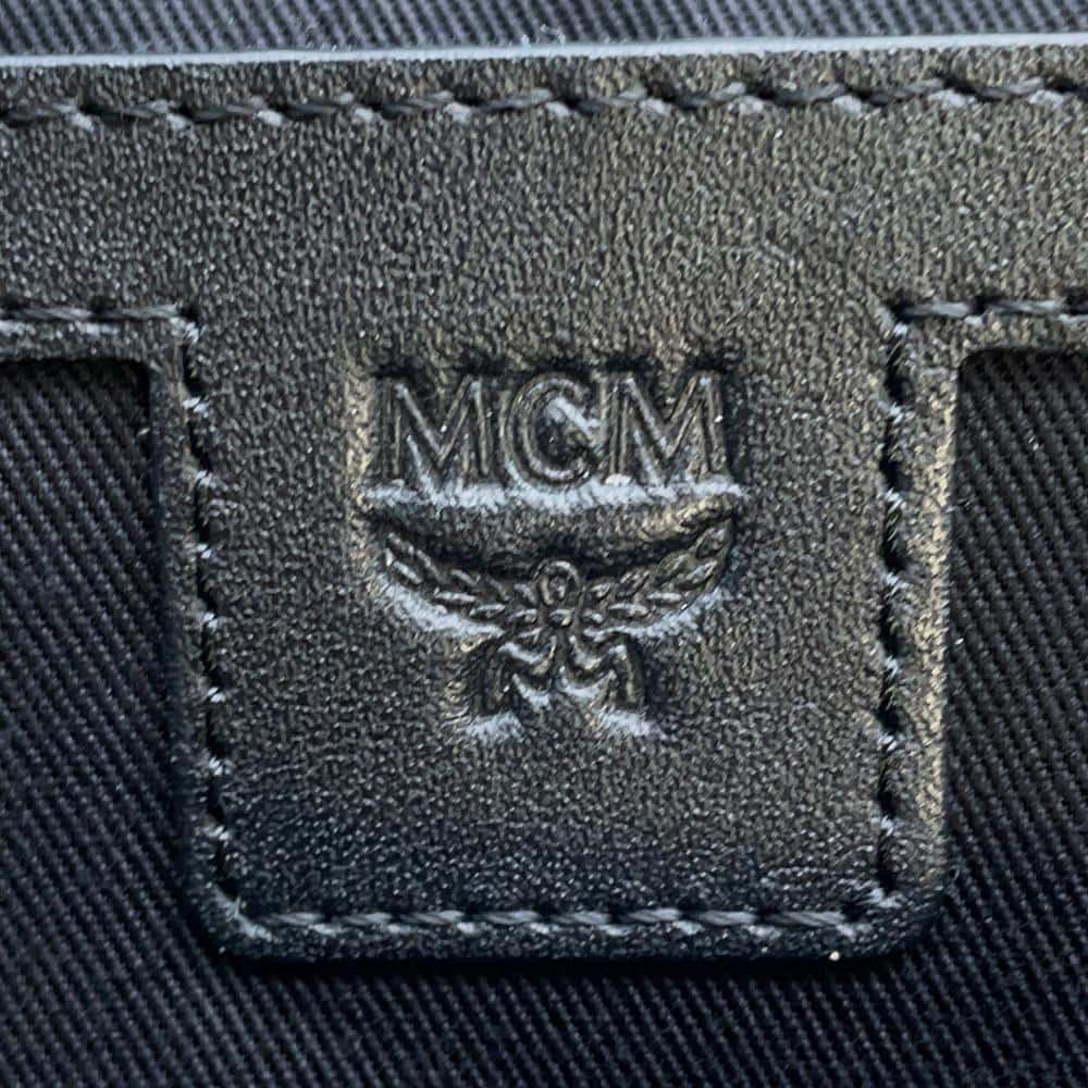 MCM Logo Backpack Black/White Mouton Leather