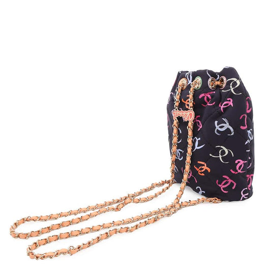 CHANEL CC Logo Backpack Navy/MulticolorAS4810 Printed Canvas Leather