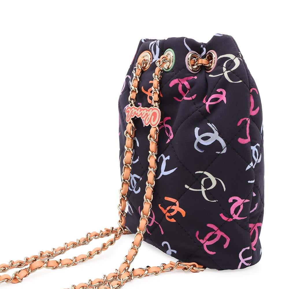 CHANEL CC Logo Backpack Navy/MulticolorAS4810 Printed Canvas Leather