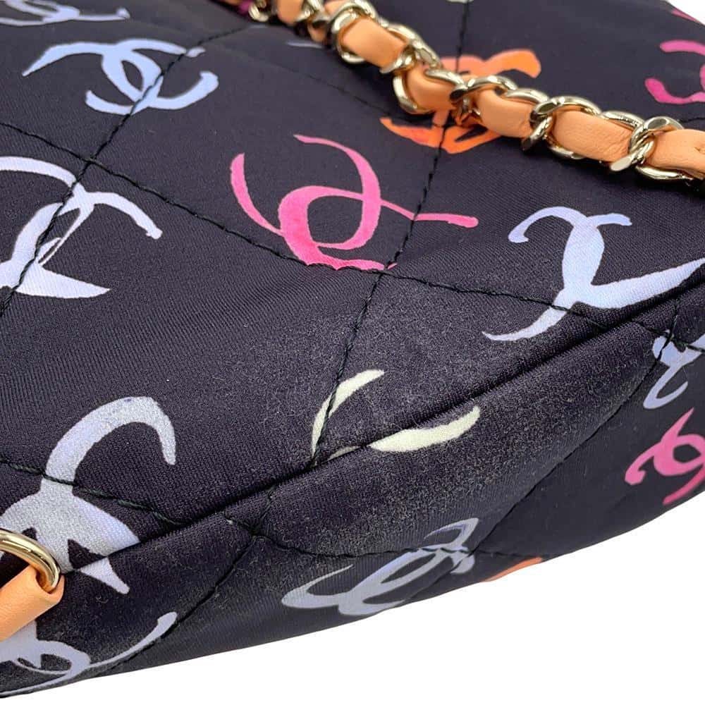 CHANEL CC Logo Backpack Navy/MulticolorAS4810 Printed Canvas Leather