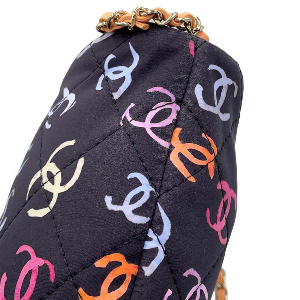 CHANEL CC Logo Backpack Navy/MulticolorAS4810 Printed Canvas Leather