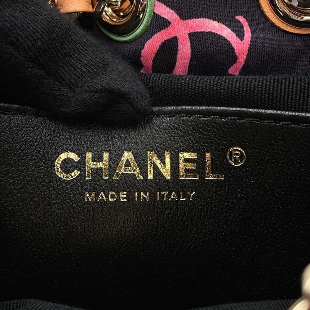 CHANEL CC Logo Backpack Navy/MulticolorAS4810 Printed Canvas Leather