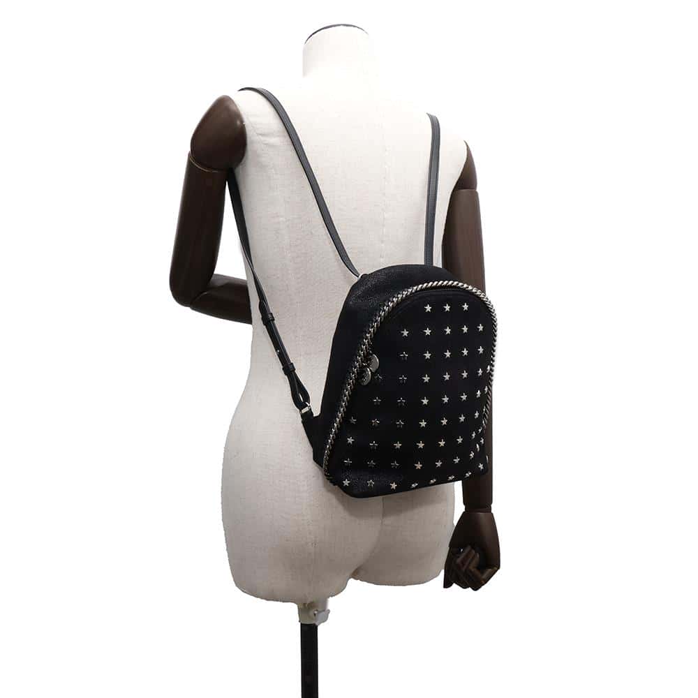 Stella McCartney Falabella Star Studded Zip Around Backpack Black468952 Polyester