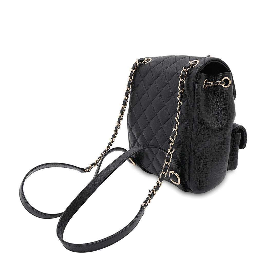 CHANEL Matelasse CC Logo Backpack BlackAS3787 Caviar Leather Size Small