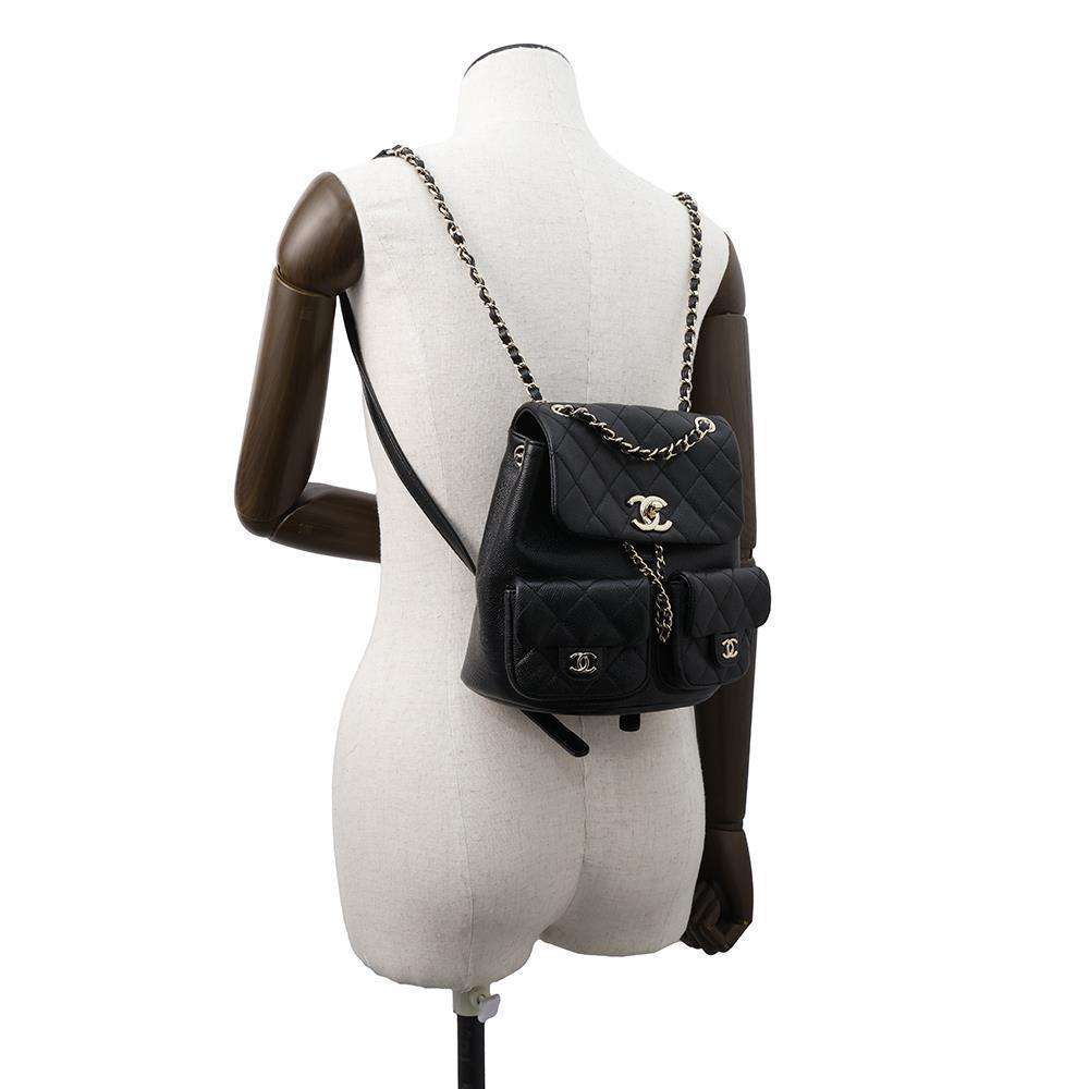 CHANEL Matelasse CC Logo Backpack BlackAS3787 Caviar Leather Size Small