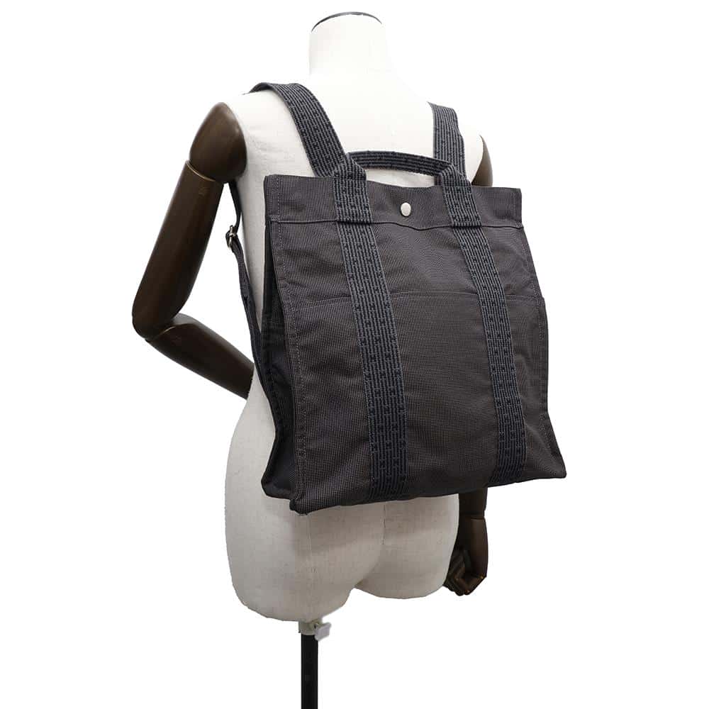 HERMES Her Line Ad Backpack Gray Canvas Size MM