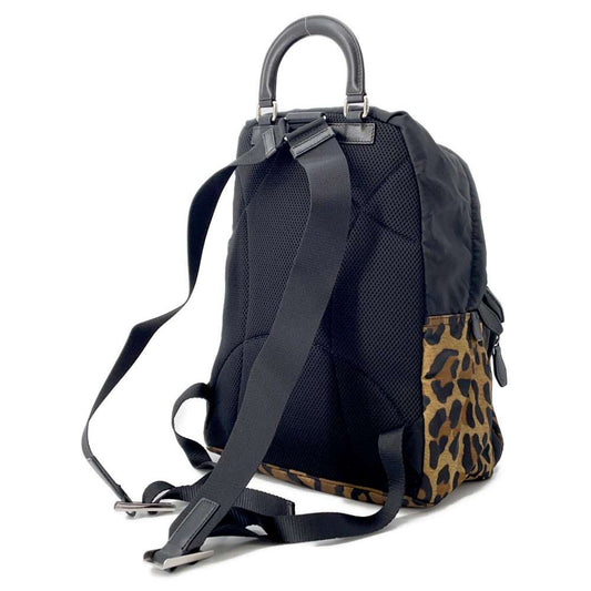 PRADA Leopard Backpack Black/Brown1BZ001 Nylon