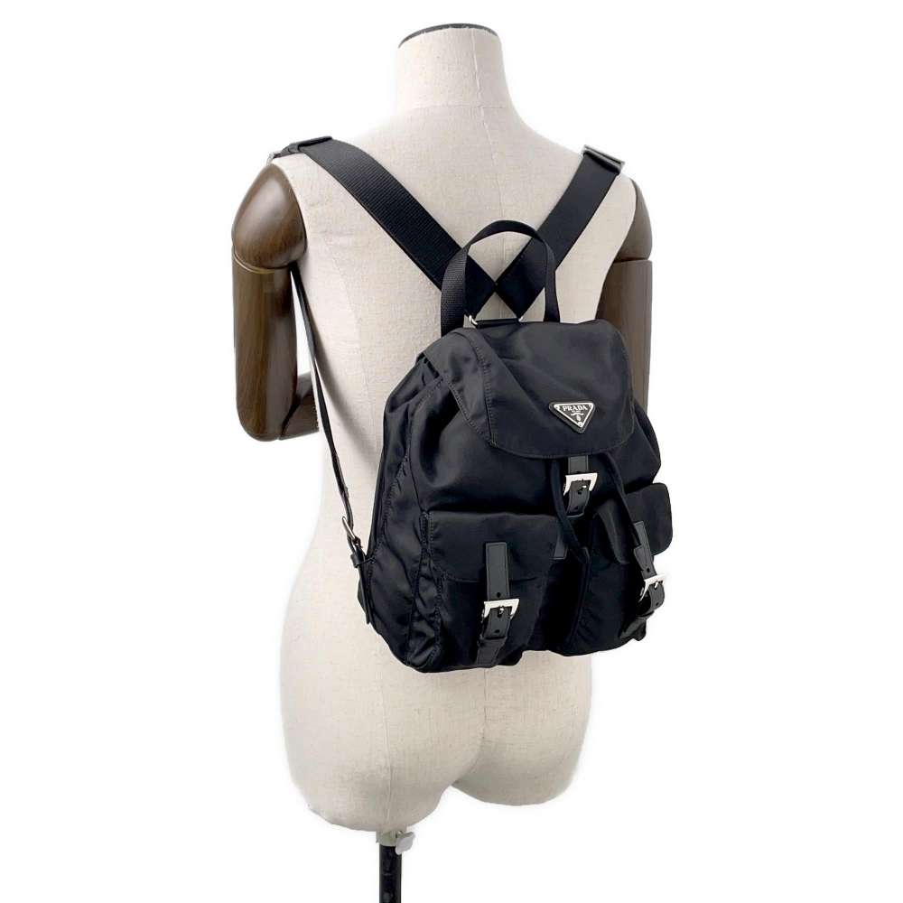 PRADA Backpack Black1BZ677 Nylon Leather Size Small