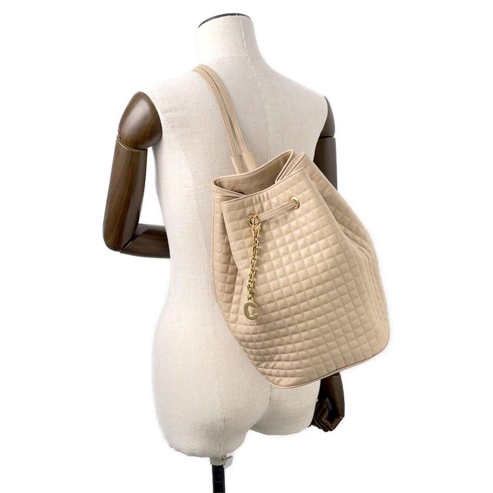 CELINE CBag Charm Backpack Beige188373 Leather Size Small