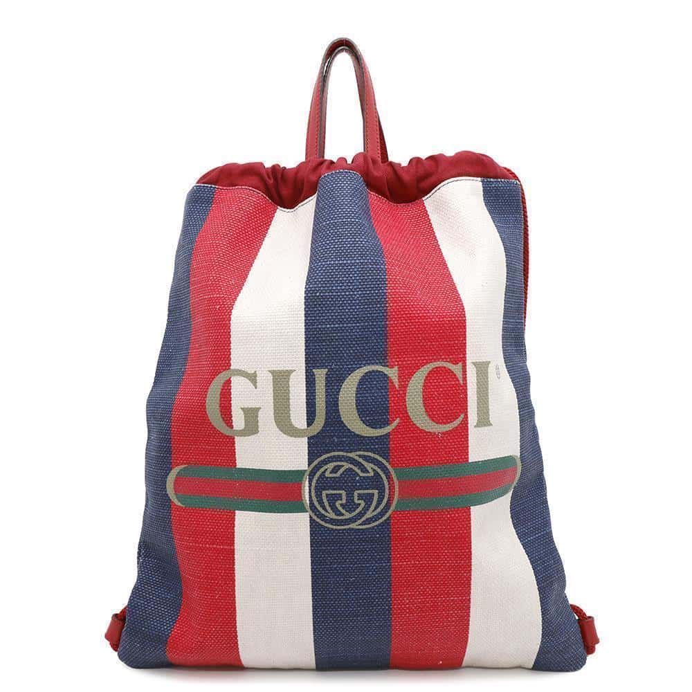 GUCCI Drawstring Backpack Red/Blue/White473872 Canvas
