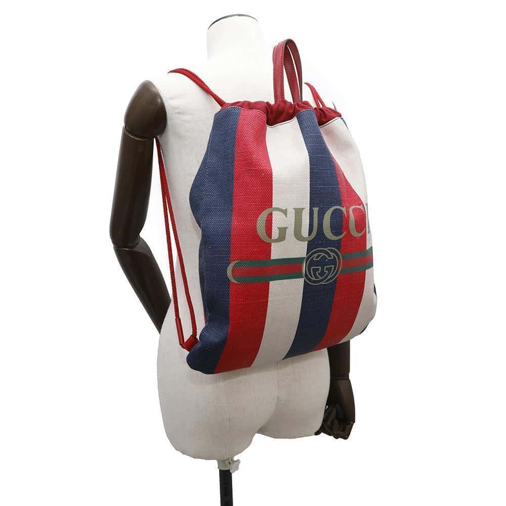 GUCCI Drawstring Backpack Red/Blue/White473872 Canvas