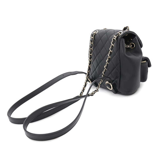 CHANEL Matelasse Backpack ChainShoulder BlackAS3787 Lambskin Size Small