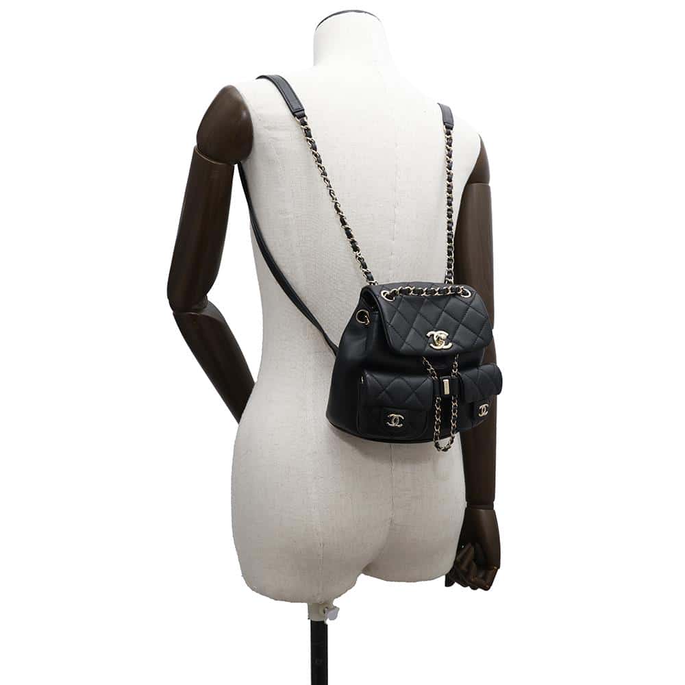 CHANEL Matelasse Backpack ChainShoulder BlackAS3787 Lambskin Size Small