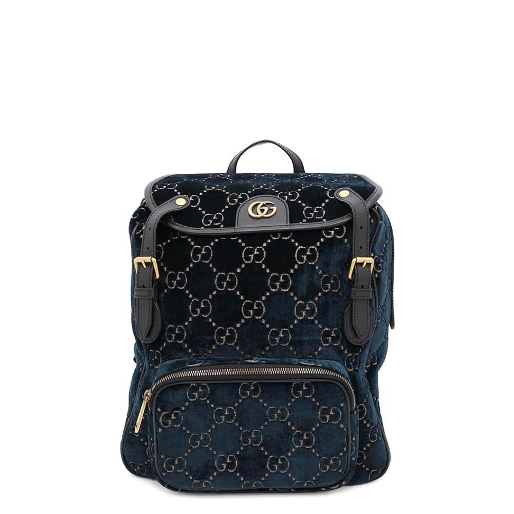 GUCCI GGVelvet Backpack Blue574942 Velvet Size Small