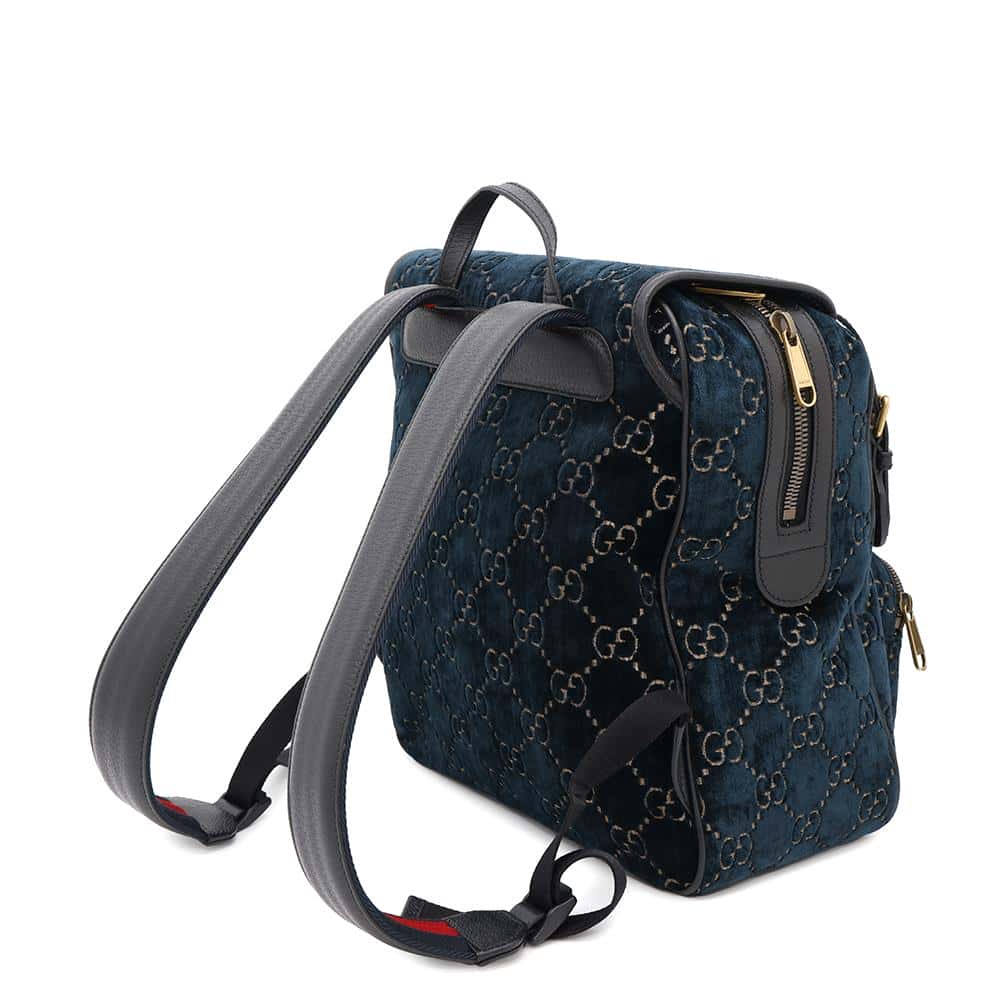 GUCCI GGVelvet Backpack Blue574942 Velvet Size Small