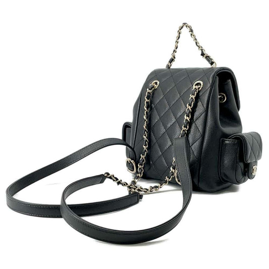 CHANEL Matelasse Backpack CC Logo Pocket BlackAS4399 Caviar Leather