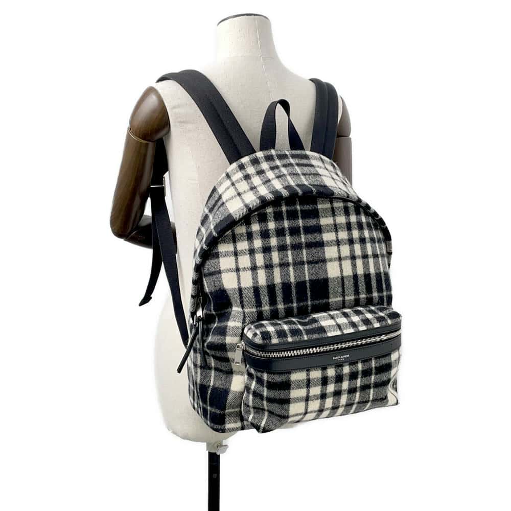 SAINT LAURENT PARIS City Backpack Black/White534967 Canvas
