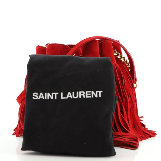 Fringe Monogram Bourse Bucket Bag Suede Mini