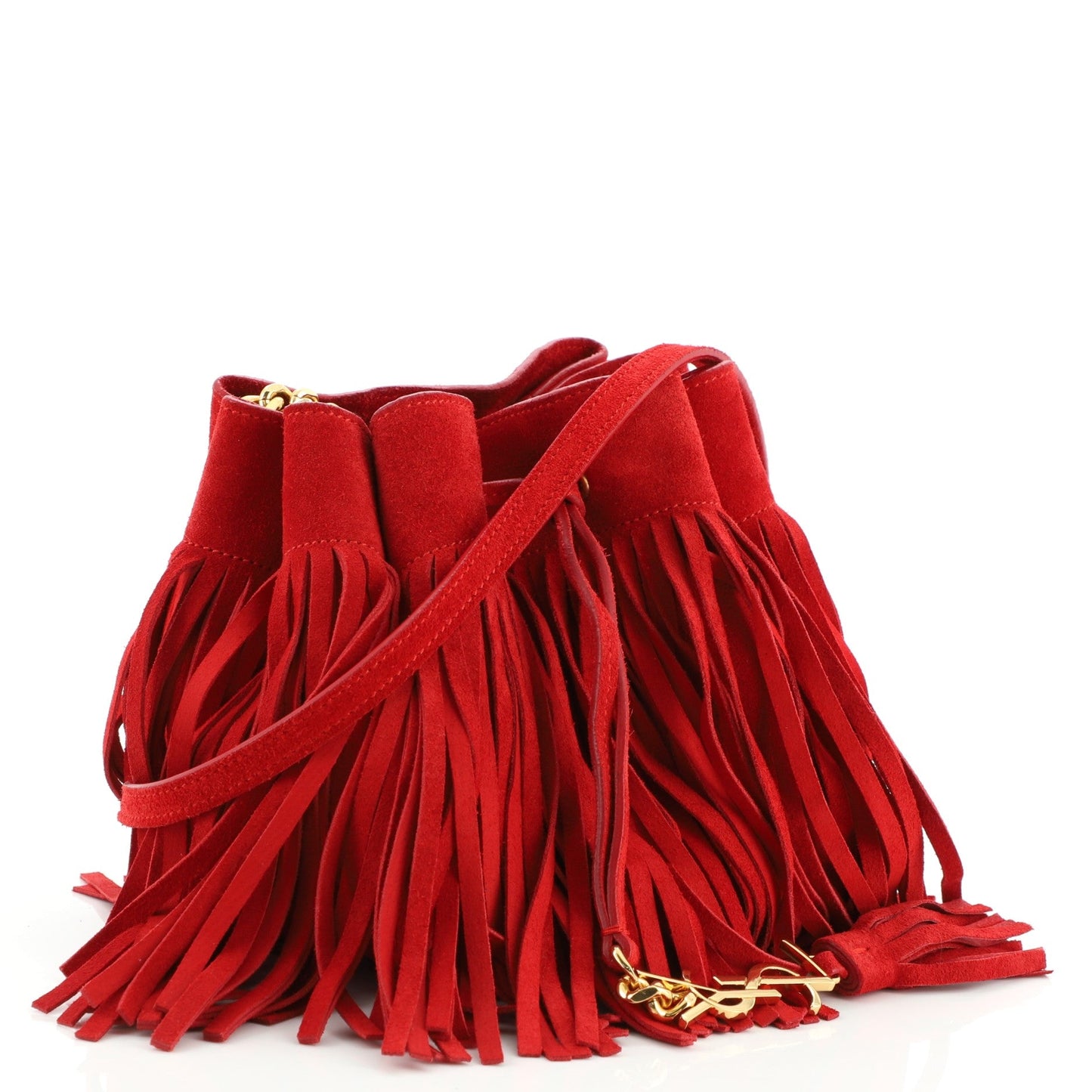 Fringe Monogram Bourse Bucket Bag Suede Mini