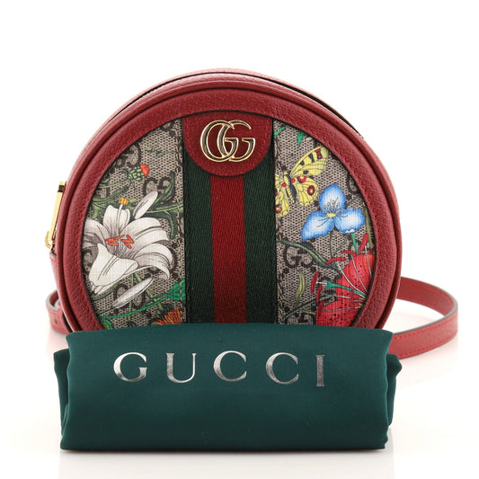 Ophidia Round Backpack Flora GG Coated Canvas Mini