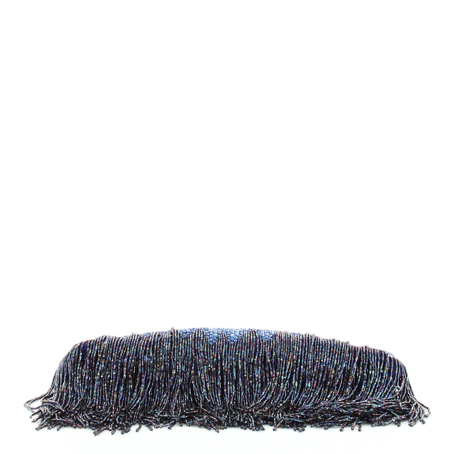 Fringe Jeweled Dragon Chain Clutch Crystal Embellished Satin