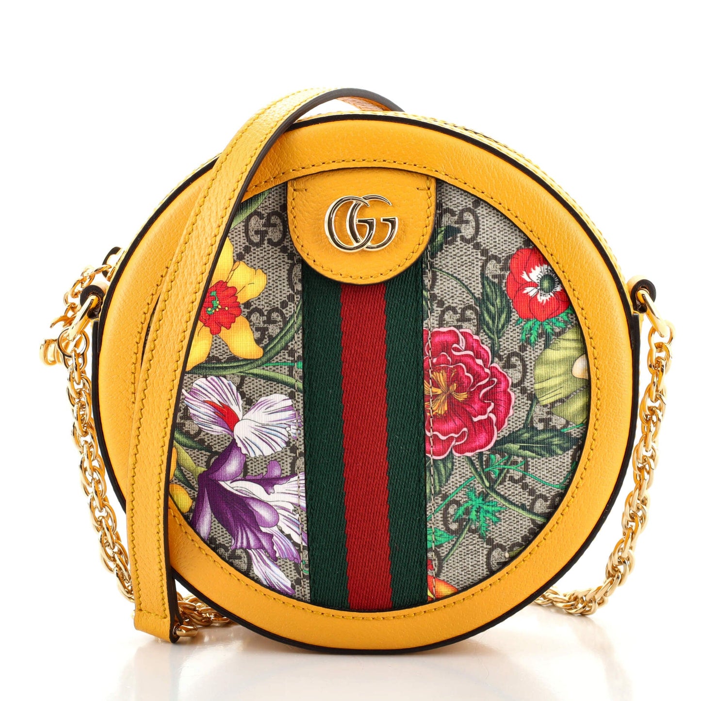 Ophidia Round Backpack Flora GG Coated Canvas Mini