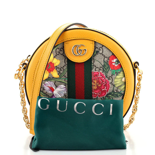 Ophidia Round Backpack Flora GG Coated Canvas Mini