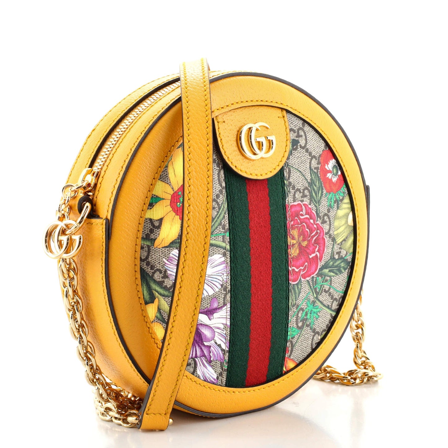 Ophidia Round Backpack Flora GG Coated Canvas Mini