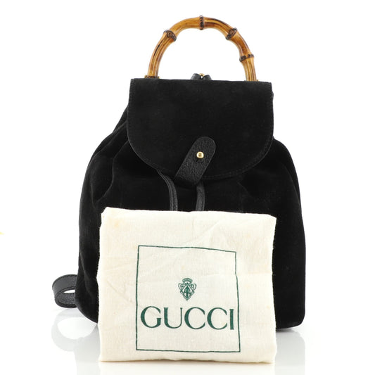Vintage Bamboo Backpack Suede Mini