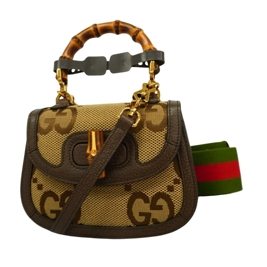 Gucci Bamboo Brown Canvas Bag