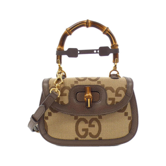 Gucci Bamboo Brown Canvas Bag